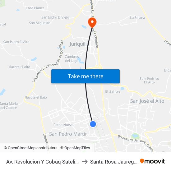 Av. Revolucion Y Cobaq Satelite to Santa Rosa Jauregui map