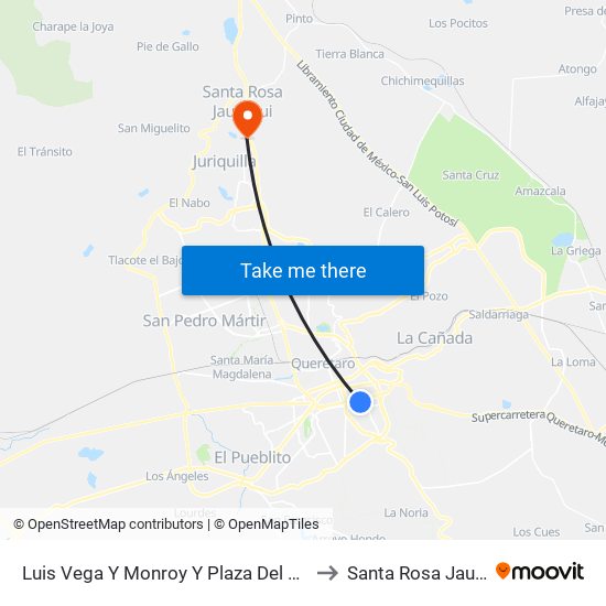 Luis Vega Y Monroy Y Plaza Del Cimatario to Santa Rosa Jauregui map