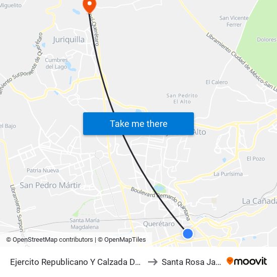 Ejercito Republicano Y Calzada De Los Arcos to Santa Rosa Jauregui map