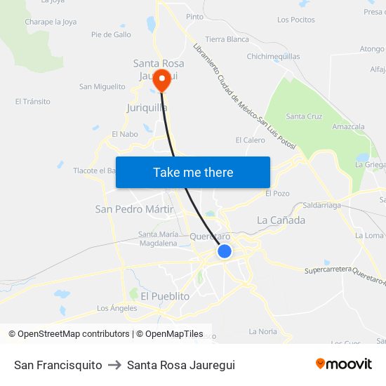 San Francisquito to Santa Rosa Jauregui map