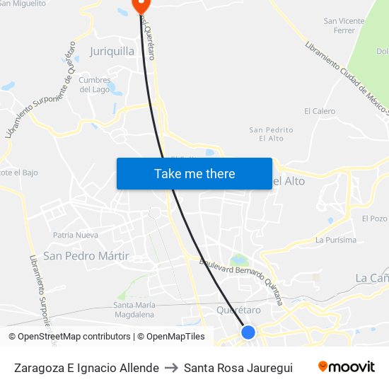 Zaragoza E Ignacio Allende to Santa Rosa Jauregui map