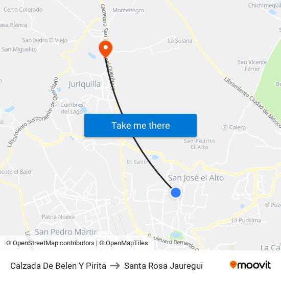 Calzada De Belen Y Pirita to Santa Rosa Jauregui map