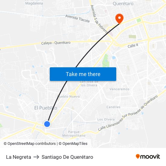 La Negreta to Santiago De Querétaro map