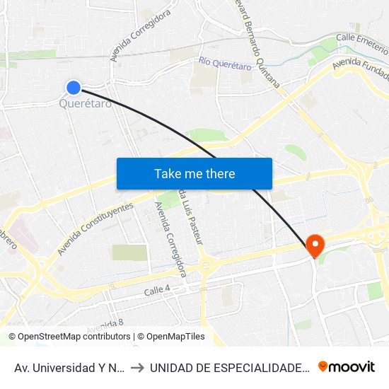 Av. Universidad Y Nicolas Bravo to UNIDAD DE ESPECIALIDADES DE ONCOLOGÍA map