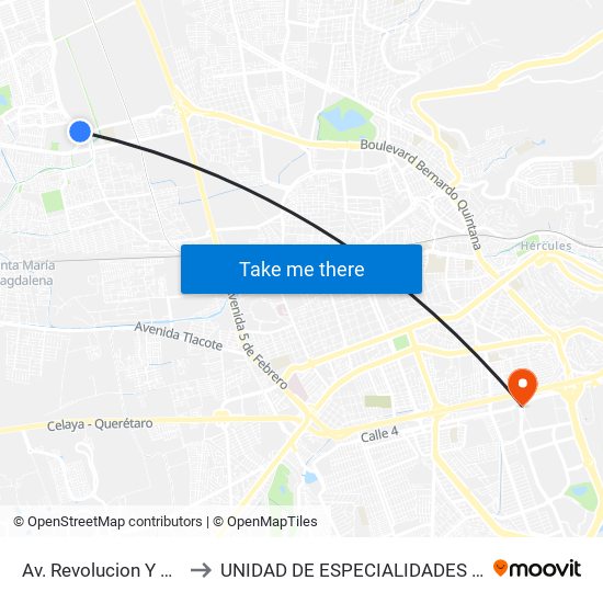 Av. Revolucion Y Plaza Patio to UNIDAD DE ESPECIALIDADES DE ONCOLOGÍA map