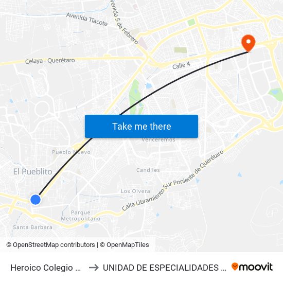 Heroico Colegio Militar, 86b to UNIDAD DE ESPECIALIDADES DE ONCOLOGÍA map