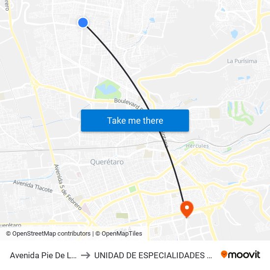 Avenida Pie De La Cuesta to UNIDAD DE ESPECIALIDADES DE ONCOLOGÍA map