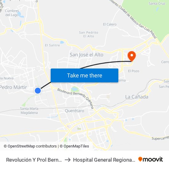Revolución Y Prol Bernardo Quintana to Hospital General Regional 2 "El Marqués" map
