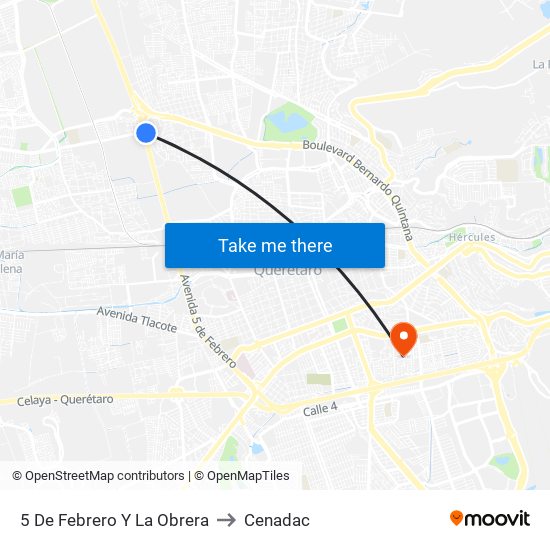 5 De Febrero Y La Obrera to Cenadac map