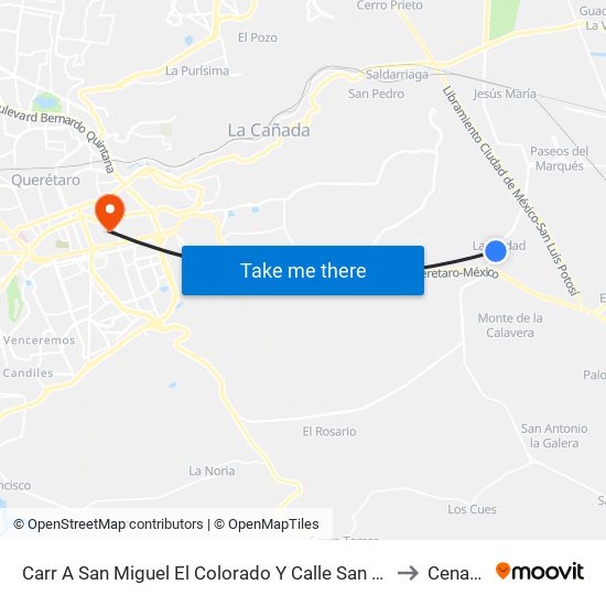 Carr A San Miguel El Colorado Y Calle San Juan Del Río to Cenadac map