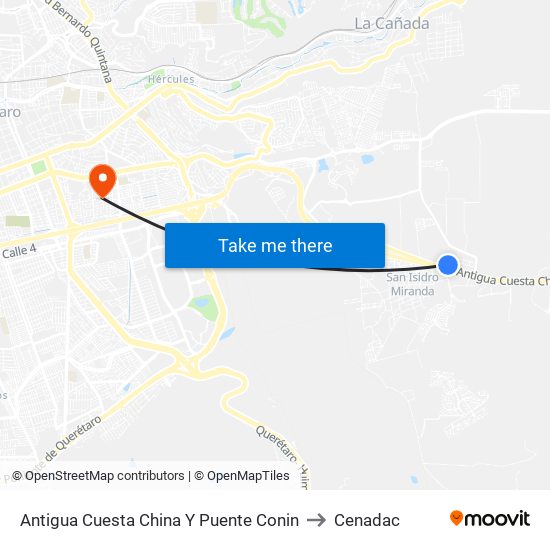 Antigua Cuesta China Y Puente Conin to Cenadac map