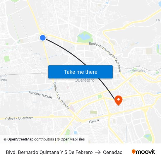 Blvd. Bernardo Quintana Y 5 De Febrero to Cenadac map