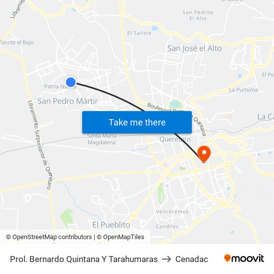 Prol. Bernardo Quintana Y Tarahumaras to Cenadac map