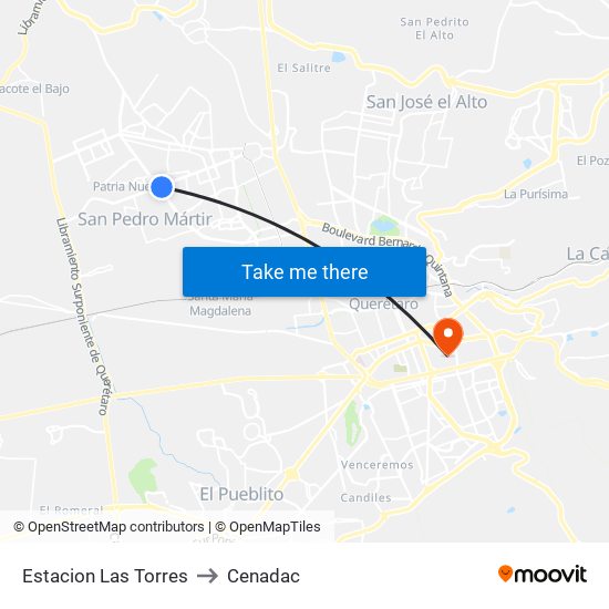 Estacion Las Torres to Cenadac map
