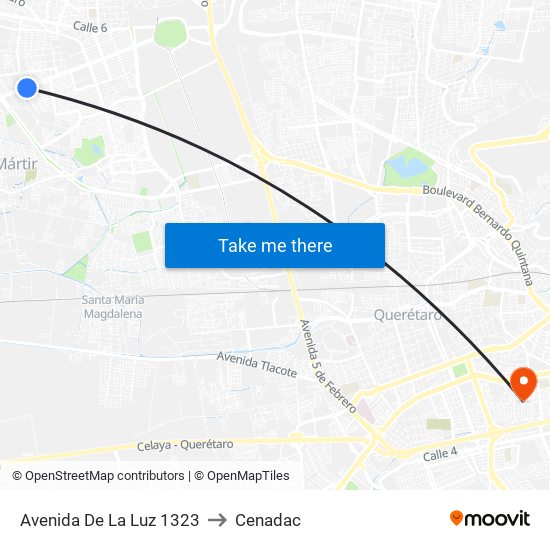 Avenida De La Luz 1323 to Cenadac map