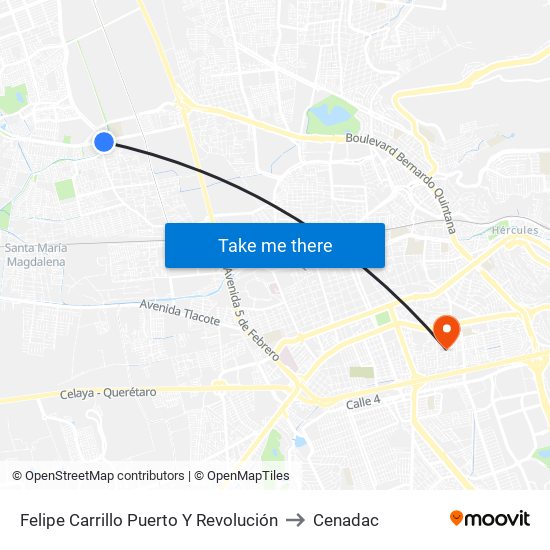 Felipe Carrillo Puerto Y Revolución to Cenadac map