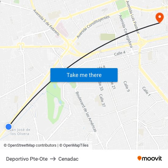 Deportivo Pte-Ote to Cenadac map