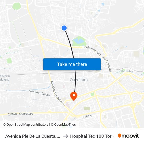 Avenida Pie De La Cuesta, 886 to Hospital Tec 100 Torre 3 map