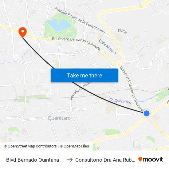 Blvd Bernado Quintana Y Calz De Los Arcos to Consultorio Dra Ana Rubio Gastrocirugia 528 map