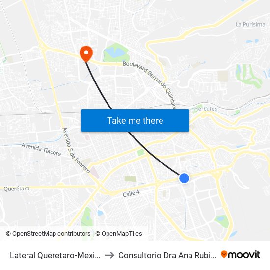 Lateral Queretaro-Mexico Y Mega Estadio to Consultorio Dra Ana Rubio Gastrocirugia 528 map