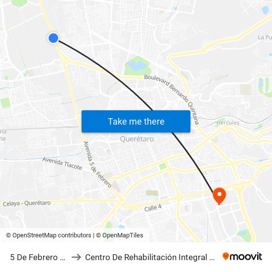 5 De Febrero Y Tremec to Centro De Rehabilitación Integral De Querétaro (Criq) map