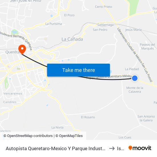 Autopista Queretaro-Mexico Y Parque Industrial El Marques to Iscca map