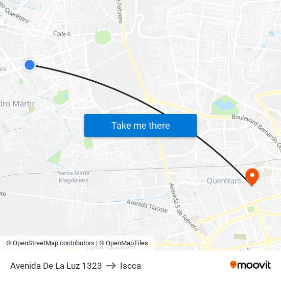 Avenida De La Luz 1323 to Iscca map