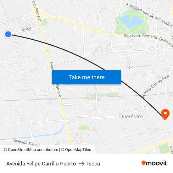 Avenida Felipe Carrillo Puerto to Iscca map