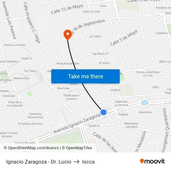 Ignacio Zaragoza - Dr. Lucio to Iscca map