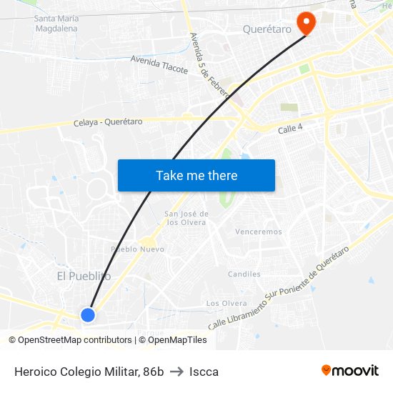 Heroico Colegio Militar, 86b to Iscca map