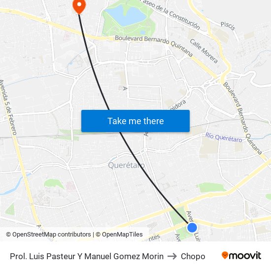 Prol. Luis Pasteur Y Manuel Gomez Morin to Chopo map