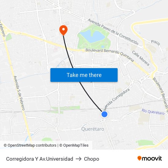 Corregidora Y Av.Universidad to Chopo map