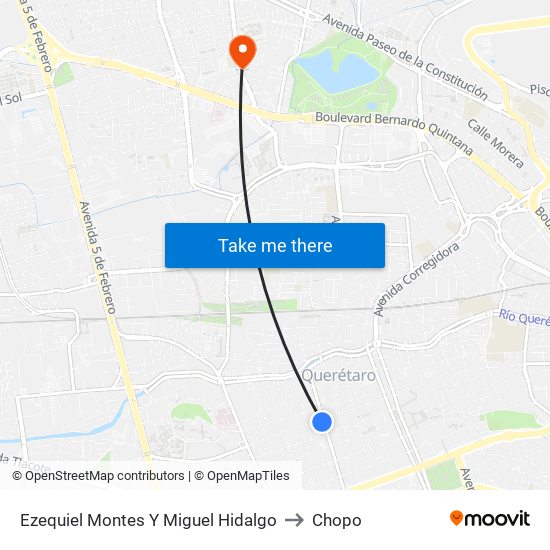 Ezequiel Montes Y Miguel Hidalgo to Chopo map