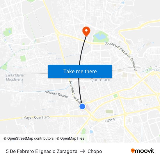 5 De Febrero E Ignacio Zaragoza to Chopo map