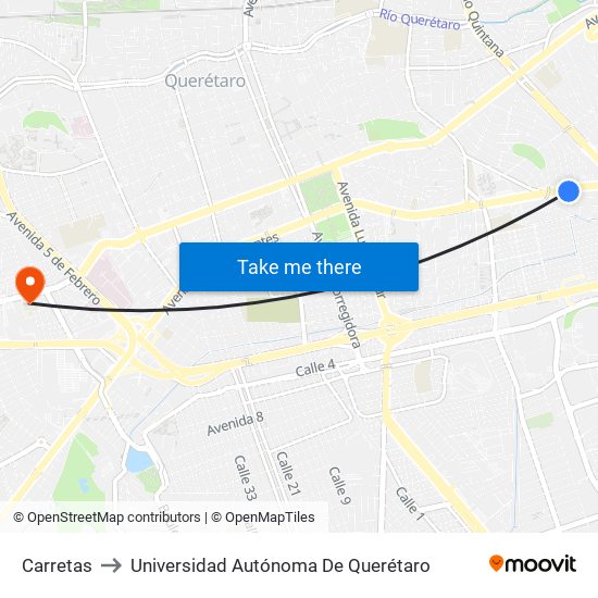 Carretas to Universidad Autónoma De Querétaro map