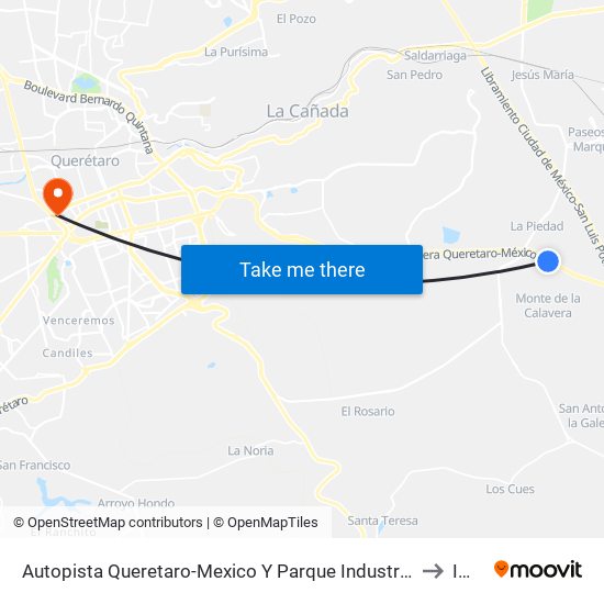 Autopista Queretaro-Mexico Y Parque Industrial El Marques to Imss map
