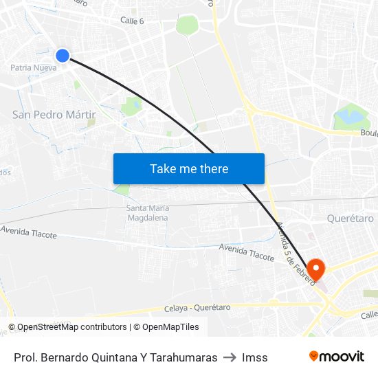 Prol. Bernardo Quintana Y Tarahumaras to Imss map