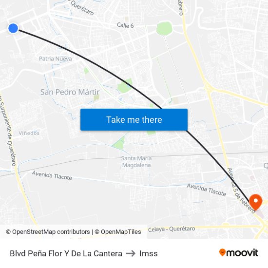 Blvd Peña Flor Y De La Cantera to Imss map