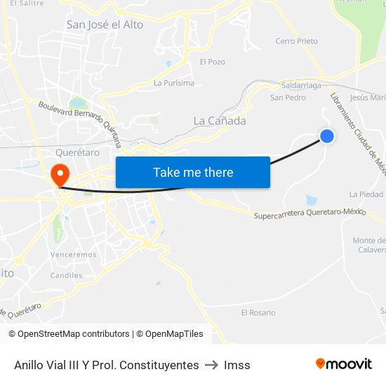 Anillo Vial III Y Prol. Constituyentes to Imss map