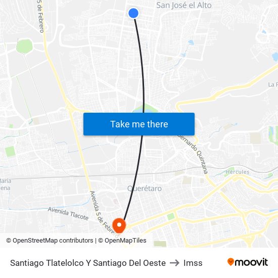 Santiago Tlatelolco Y Santiago Del Oeste to Imss map