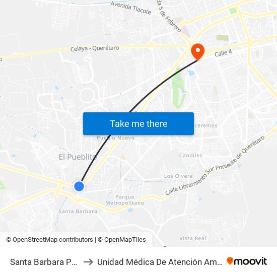 Santa Barbara Pte-Ote to Unidad Médica De Atención Ambulatoria map