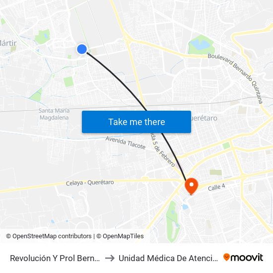 Revolución Y Prol Bernardo Quintana to Unidad Médica De Atención Ambulatoria map