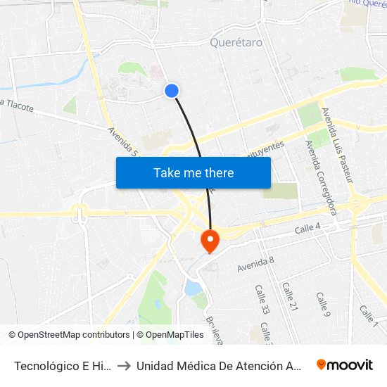 Tecnológico E Hidalgo to Unidad Médica De Atención Ambulatoria map