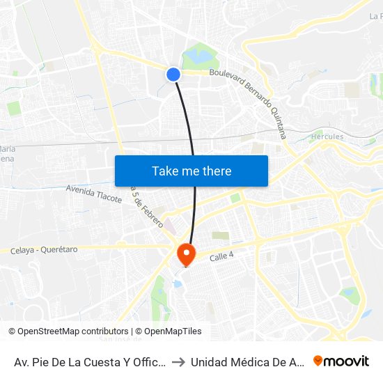 Av. Pie De La Cuesta Y Office Max Bernardo Quintana to Unidad Médica De Atención Ambulatoria map