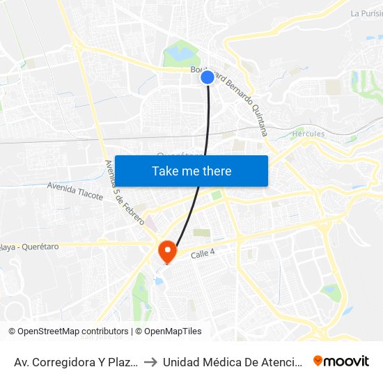 Av. Corregidora Y Plaza Del Parque to Unidad Médica De Atención Ambulatoria map