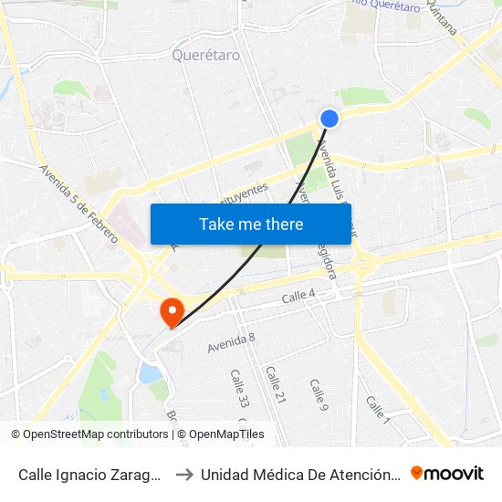 Calle Ignacio Zaragoza, 109_4 to Unidad Médica De Atención Ambulatoria map
