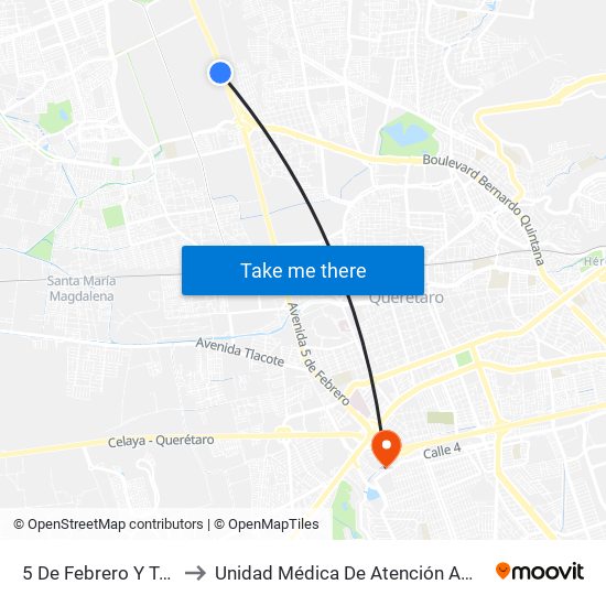 5 De Febrero Y Tremec to Unidad Médica De Atención Ambulatoria map