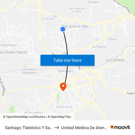 Santiago Tlatelolco Y Santiago Del Oeste to Unidad Médica De Atención Ambulatoria map