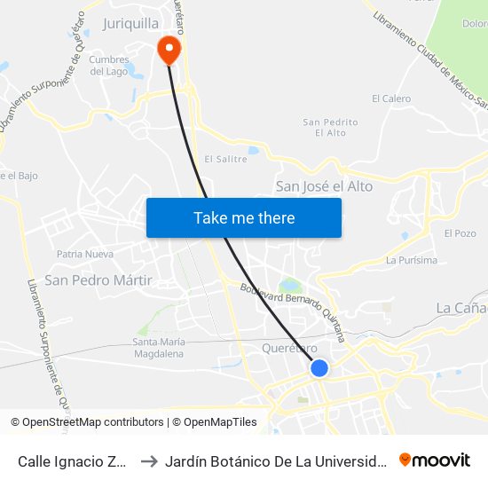 Calle Ignacio Zaragoza, 109_4 to Jardín Botánico De La Universidad Autónoma De Querétaro map