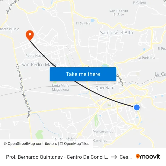 Prol. Bernardo Quintanav - Centro De Conciliación Laboral Del Estado De Querétaro to Cesba Qro. map